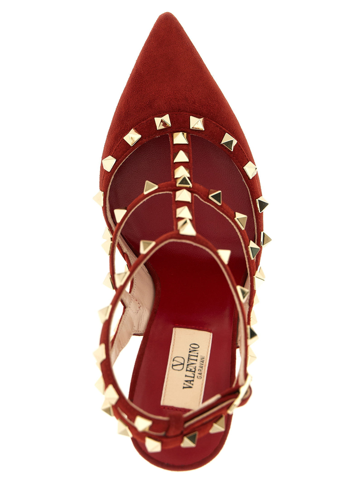 Valentino Garavani Rockstudankle Strap Pumps Red