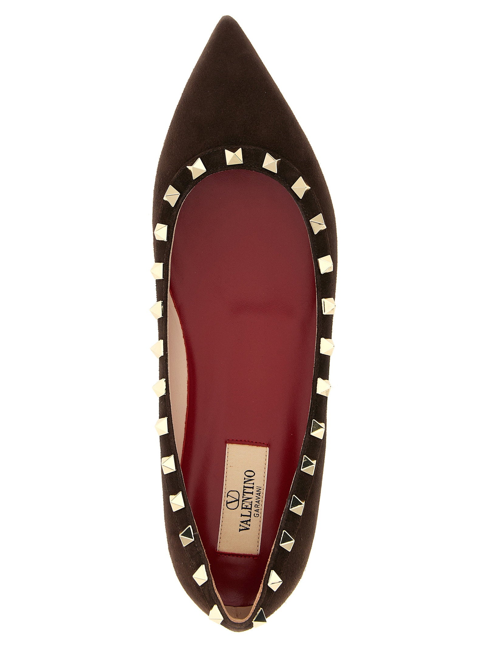 Valentino Garavani Rockstud Ballet Flats Brown