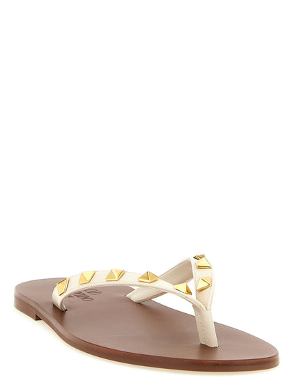 Valentino Garavani Thong Rockstud Sandals White