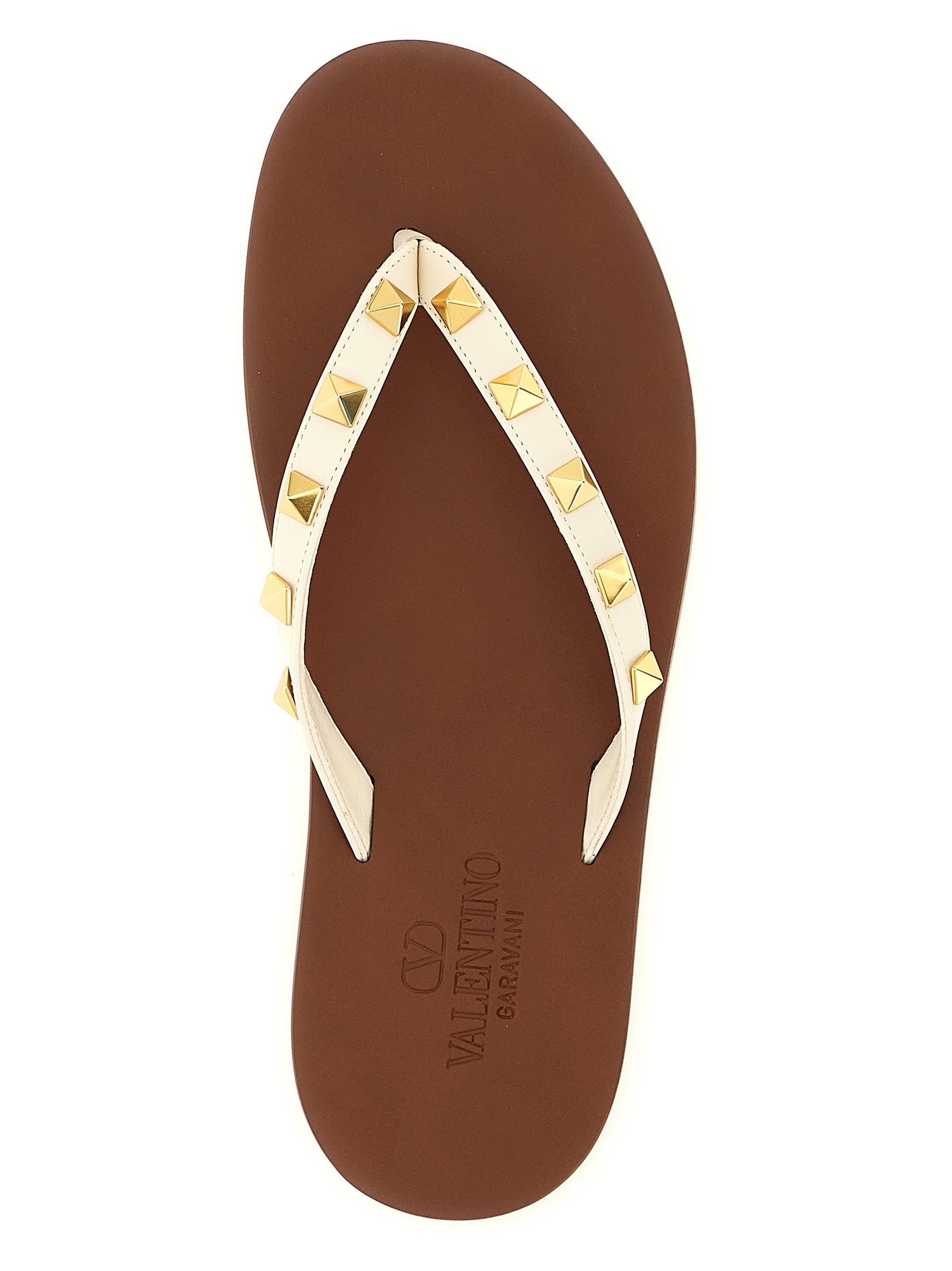 Valentino Garavani Thong Rockstud Sandals White
