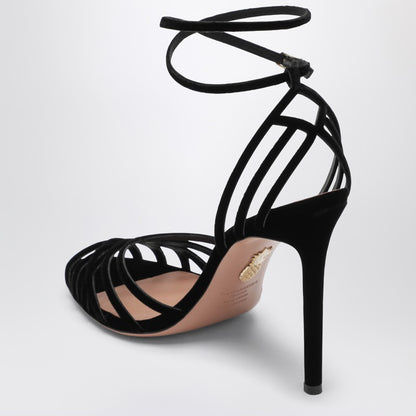 Aquazzura Wild Dream 105 Black Velvet Stiletto Sandals Black