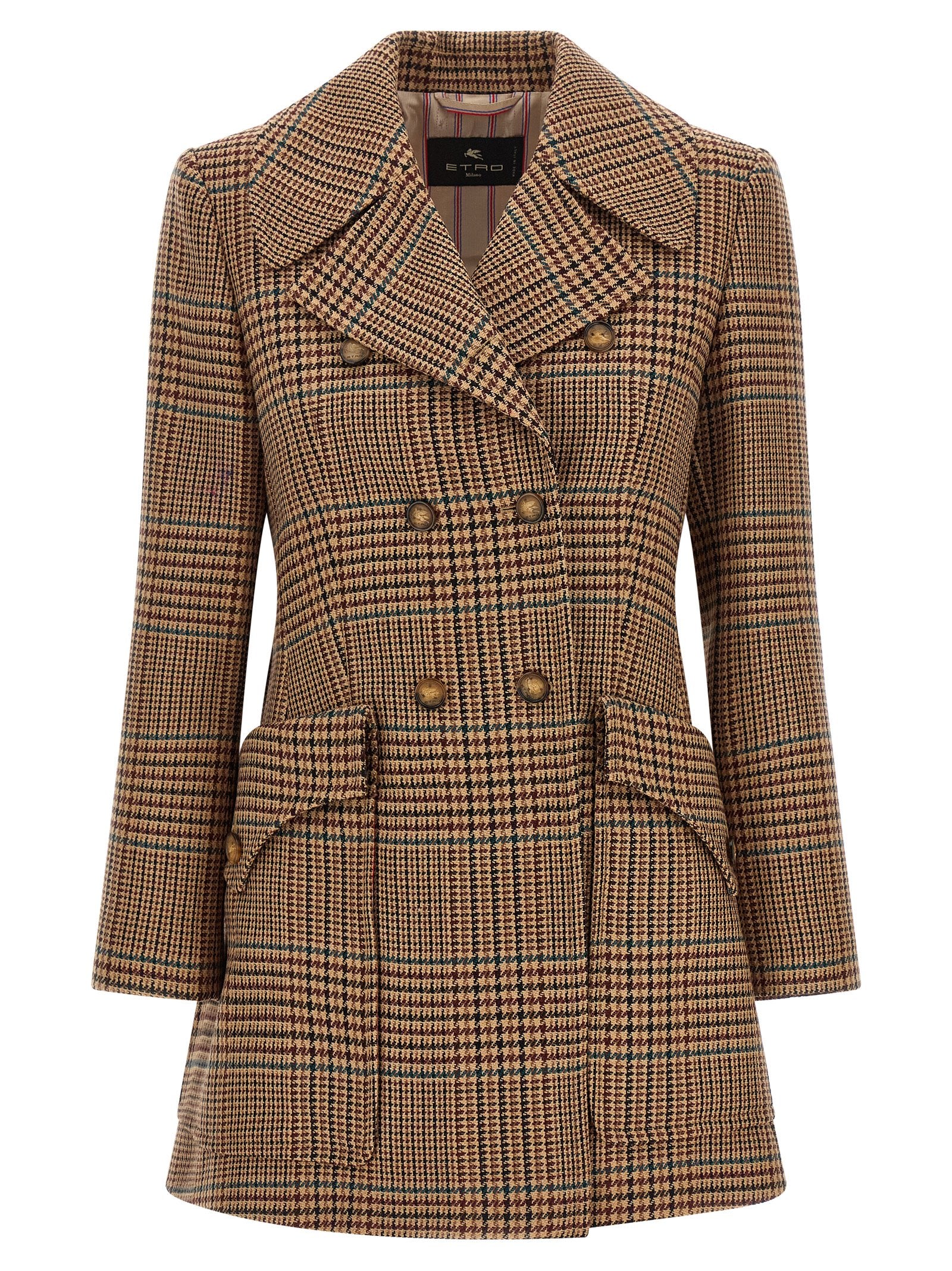 Etro Prince Of Wales Coat Brown