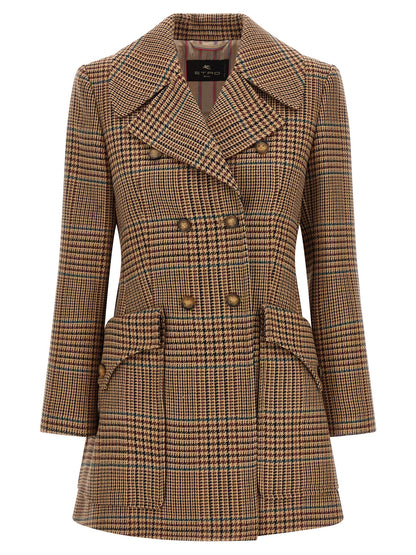 Etro Prince Of Wales Coat Brown