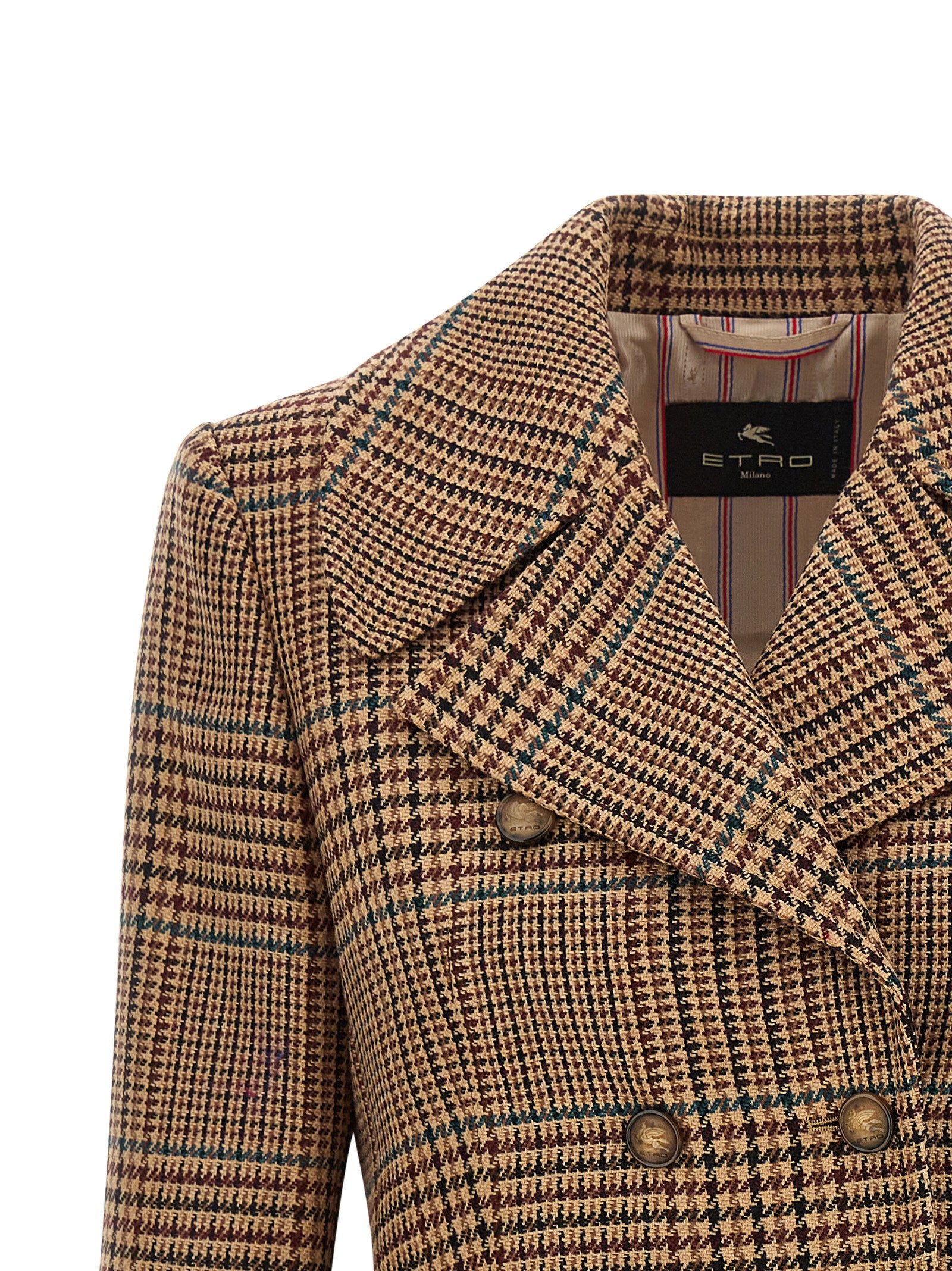 Etro Prince Of Wales Coat Brown