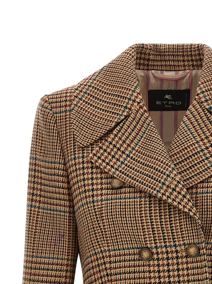 Etro Prince Of Wales Coat Brown
