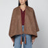 Etro Brown Wool-Cashmere Cape with Paisley Jacquard Brown