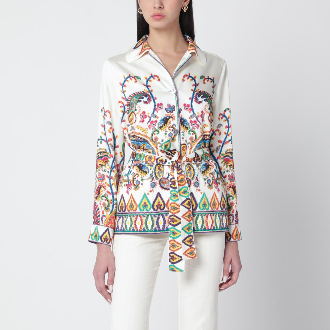 Etro Paisley Print Belted Shirt Multicolor
