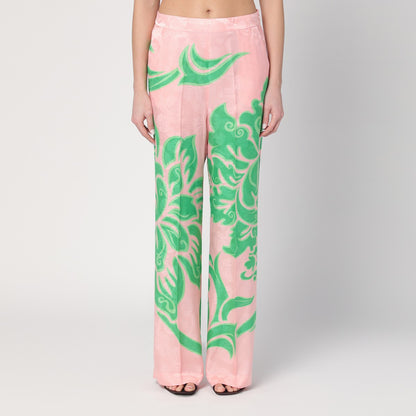 Etro Wide Printed Silk-Blend Trousers Purple
