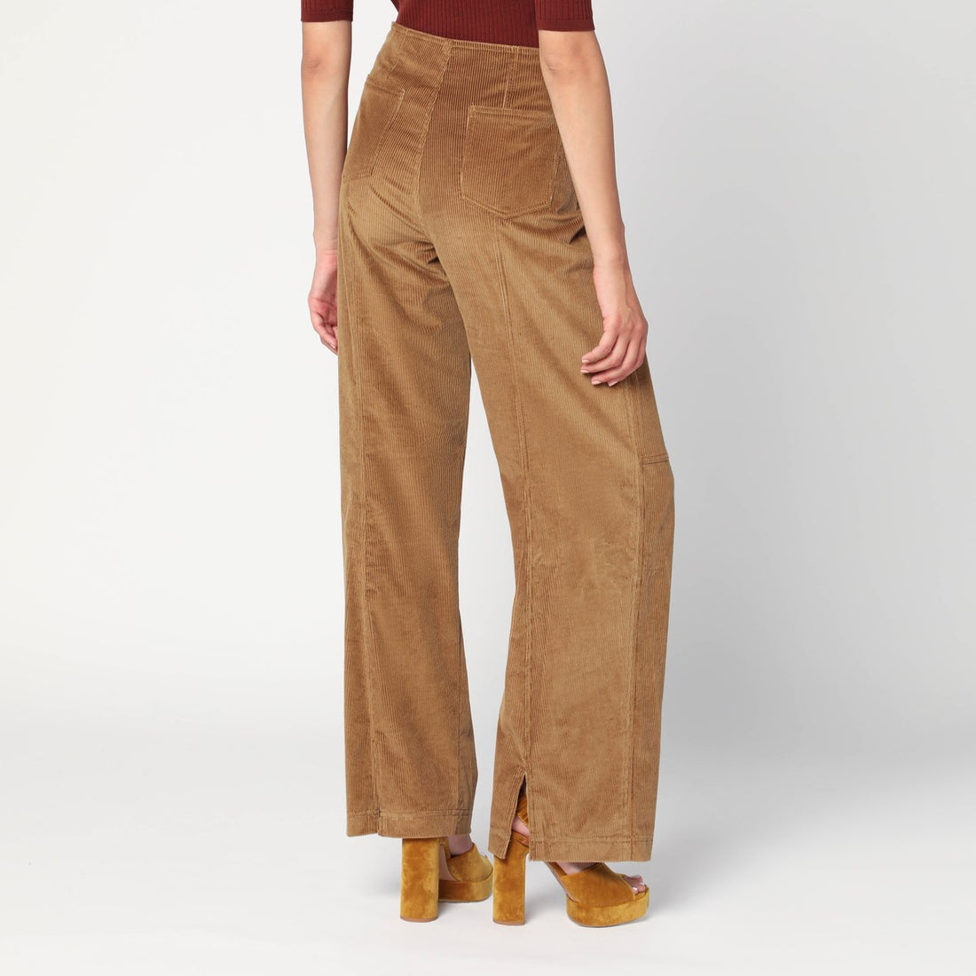 Etro Brown Velvet Corduroy Palazzo Pants Brown