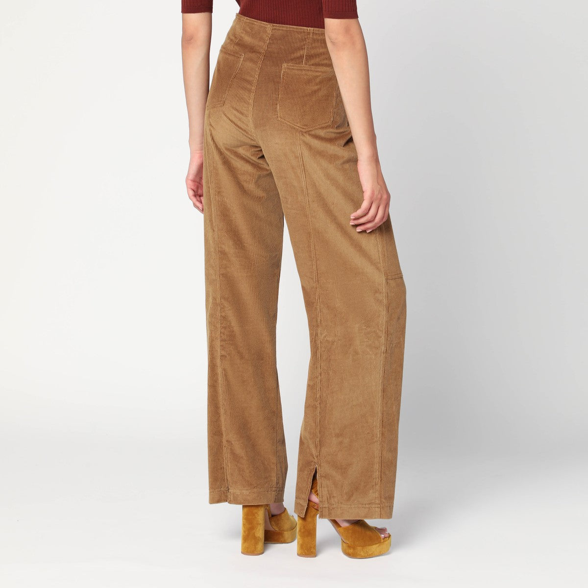 Etro Brown Velvet Corduroy Palazzo Pants Brown