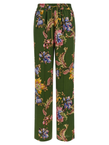 Etro Floral Print Trousers Green