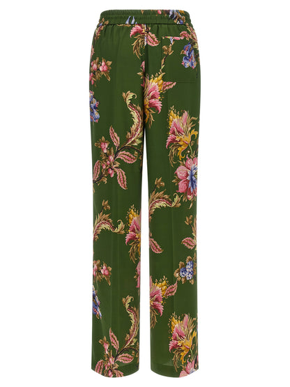 Etro Floral Print Trousers Green