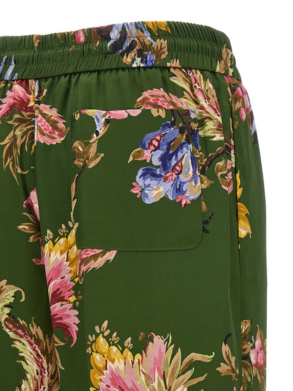 Etro Floral Print Trousers Green