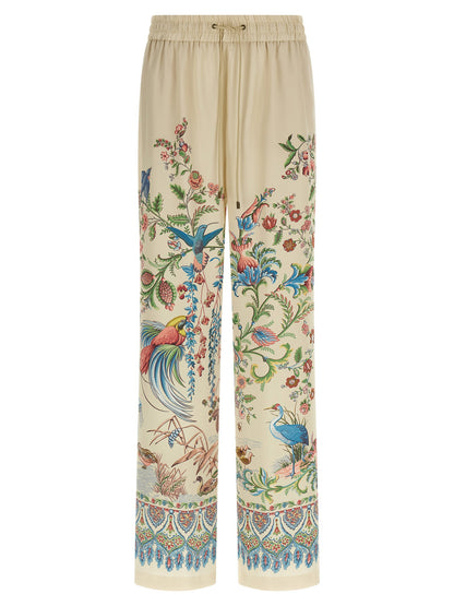 Etro Flora And Fauna Printed Trousers Beige