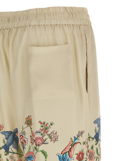 Etro Flora And Fauna Printed Trousers Beige