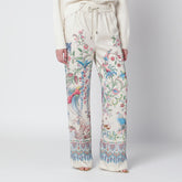 Etro Wide-Leg Floral Print Trousers White