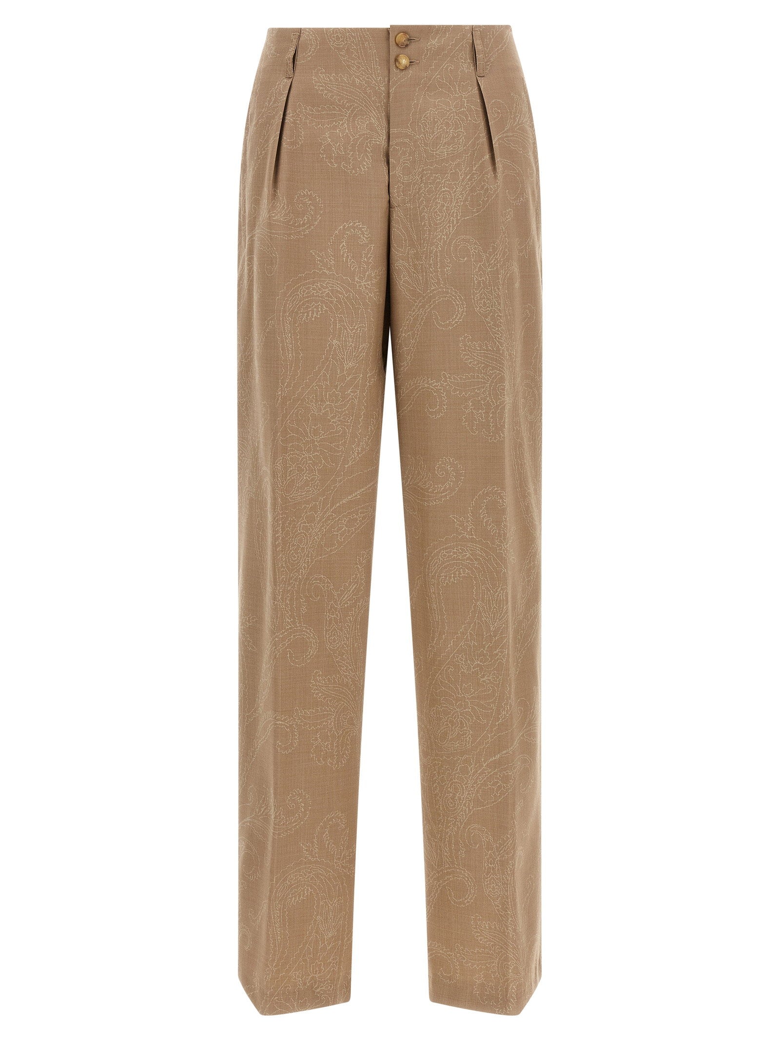 Etro Paisley Jacquard Pants Beige