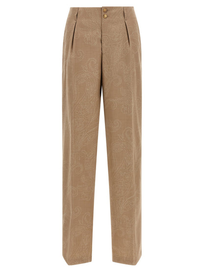 Etro Paisley Jacquard Pants Beige