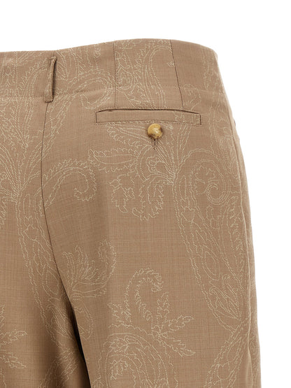 Etro Paisley Jacquard Pants Beige