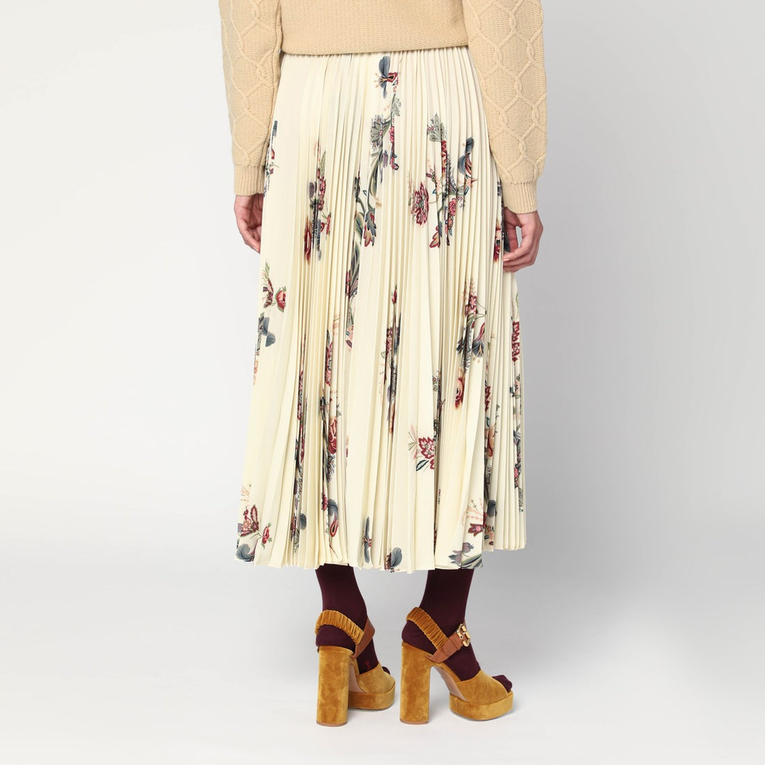 Etro Pleated Floral Midi Skirt Multicolor