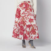 Etro Floral Cotton Full Skirt Red