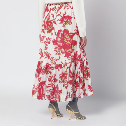 Etro Floral Cotton Full Skirt Red