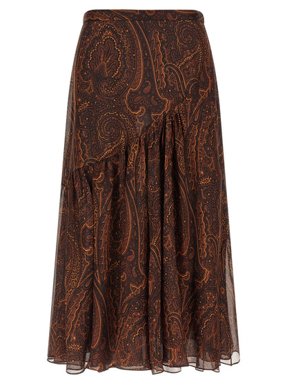 Etro Paisley Skirt Brown