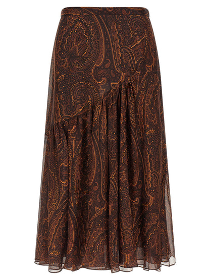 Etro Paisley Skirt Brown
