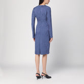Etro Jacquard-Effect Viscose-Blend Dress with Draped Detail in Blue