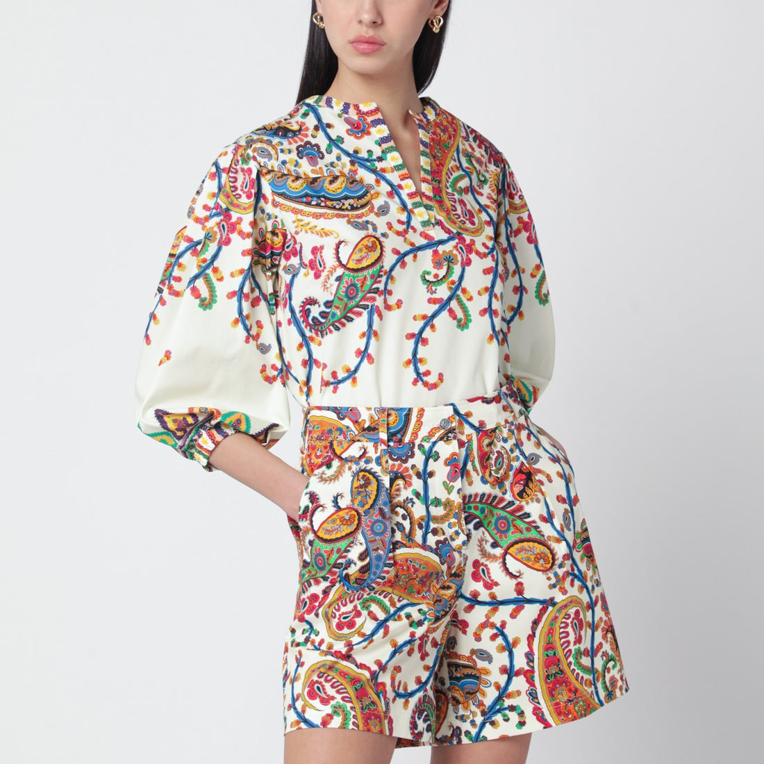 Etro Paisley Print Cotton Blouse Multicolor