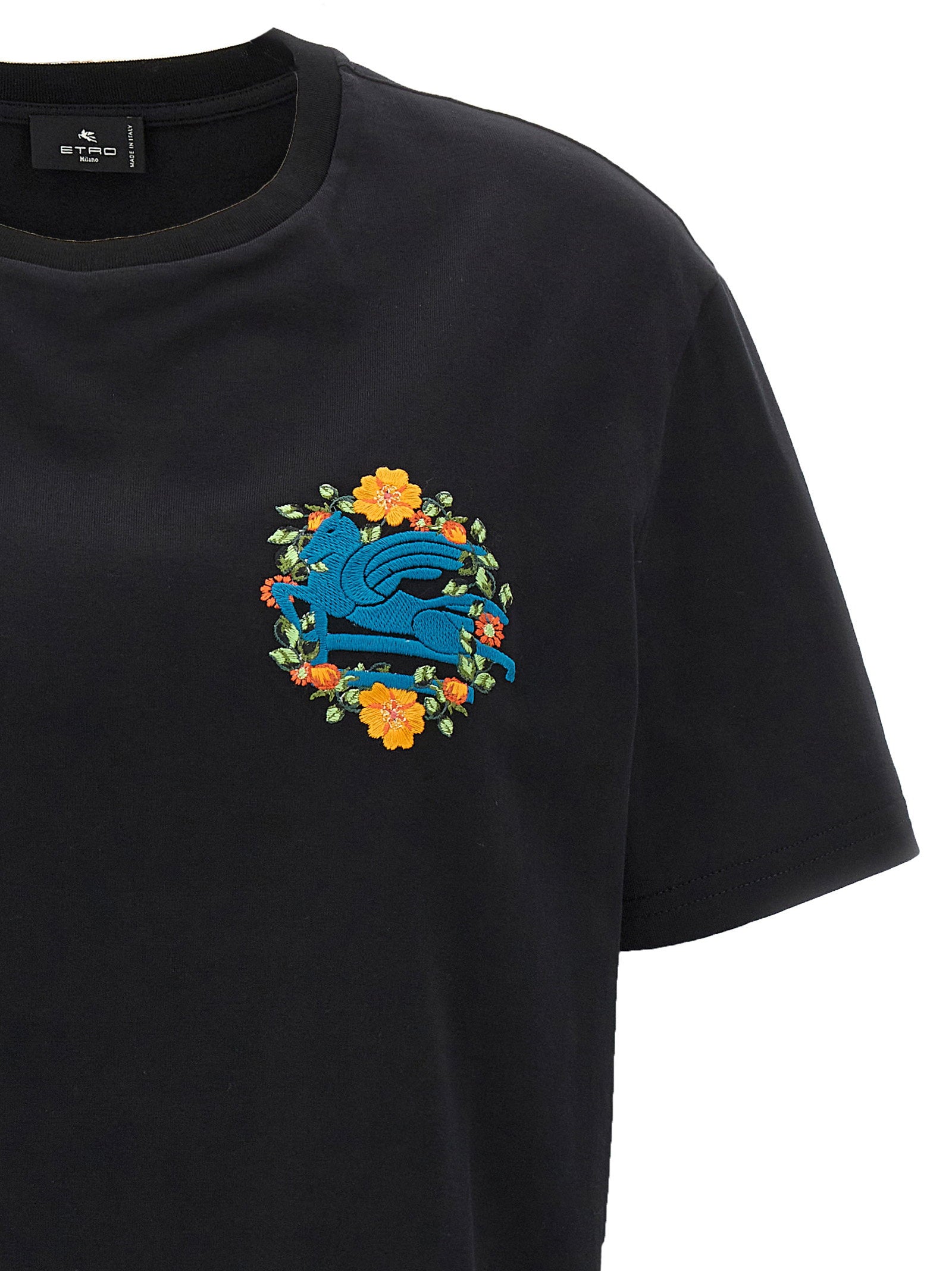 Etro Logo Embroidery T-shirt Black  