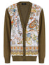 Etro Paisley Silk Insert Cardigan Green