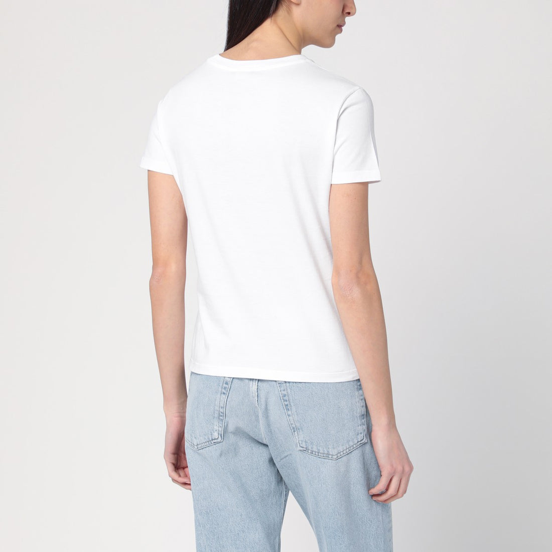 Etro White Cotton T-shirt with Contrasting Logo Embroidery White
