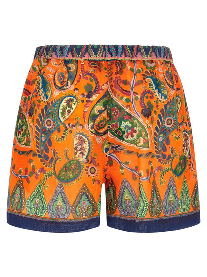 Etro Ramie Shorts Orange