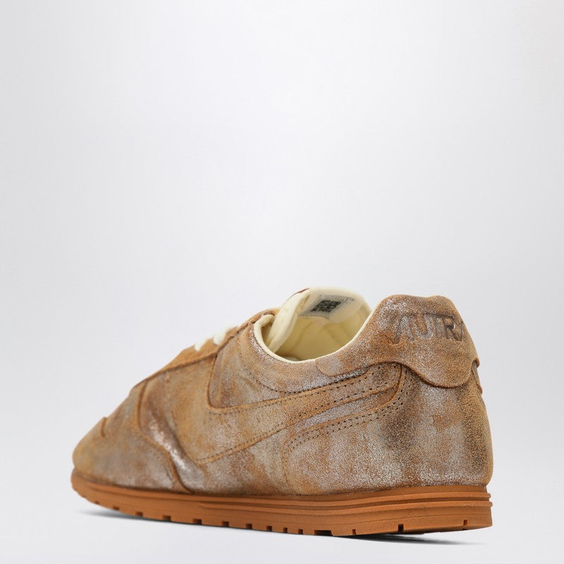 Autry Brown and Metallic Ivory Windspin Suede Sneakers brown
