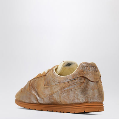 Autry Brown and Metallic Ivory Windspin Suede Sneakers brown