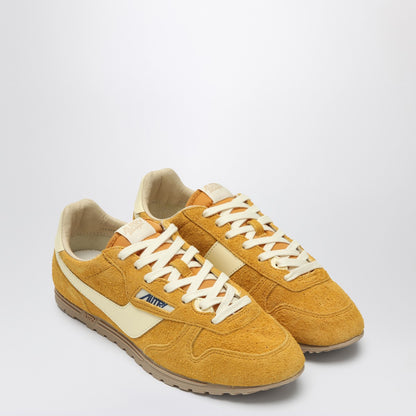 Autry Mineral Yellow Shaved Suede Windspin Sneakers Yellow