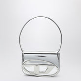 Diesel 1DR Iconic Mirrored Silver Leather Shoulder Bag Metal