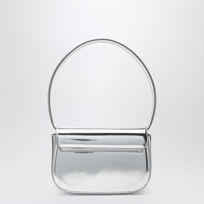 Diesel 1DR Iconic Mirrored Silver Leather Shoulder Bag Metal