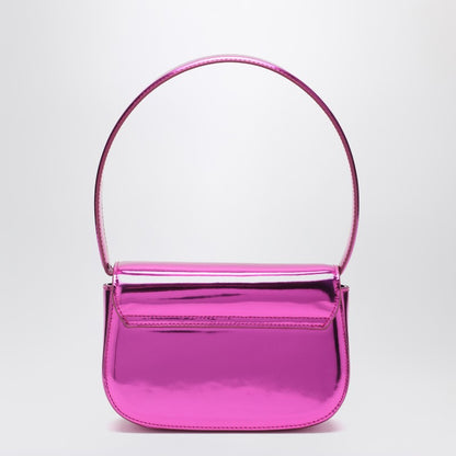 Diesel 1DR Iconic Mirrored Fuchsia Leather Shoulder Bag Pink