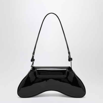 Diesel Large Patent Shoulder Bag in Black