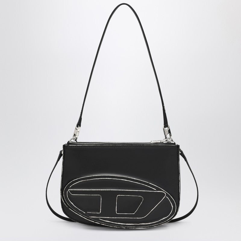 Diesel 1DR Twin Leather Shoulder Bag Black Silver-Tone black