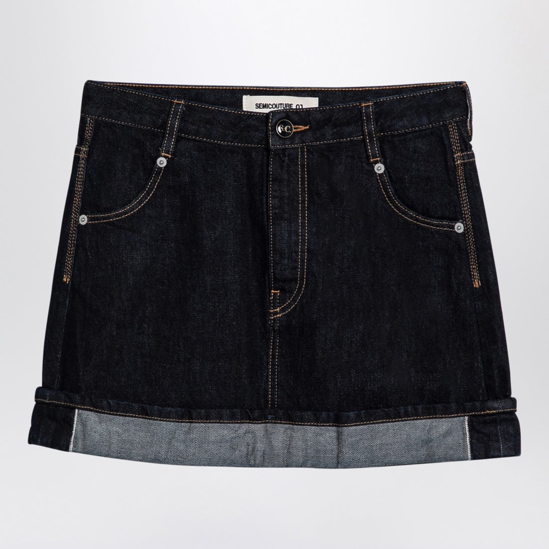 Semicouture Floriane Dark Denim Mini Skirt Blue