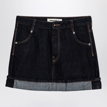 Semicouture Floriane Dark Denim Mini Skirt Blue