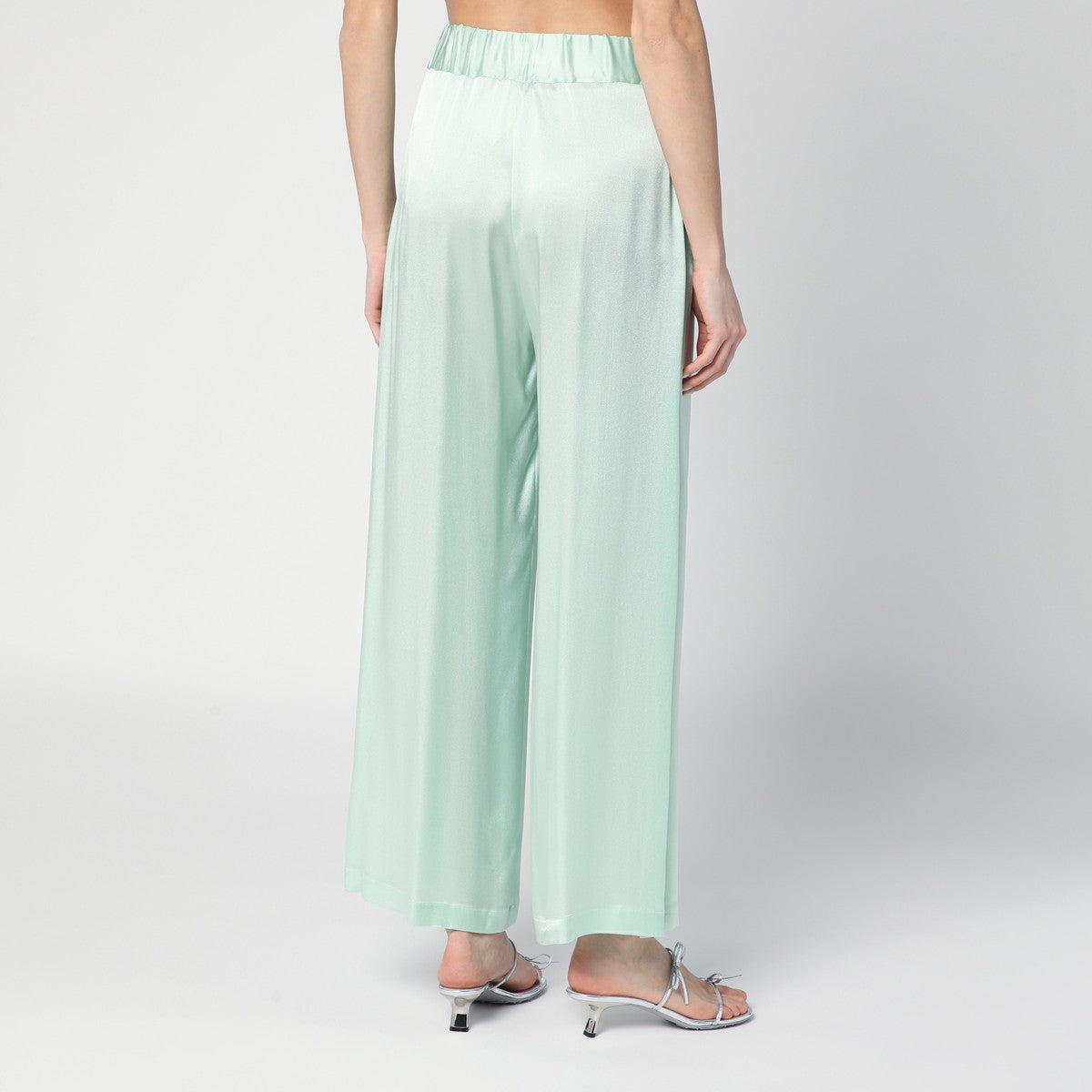 Semicouture Johnny Wide-Leg Trousers in Aqua Green Green