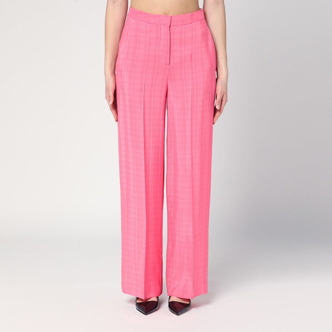 Semicouture Wide-Leg Viscose Marlee Trousers Pink