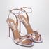 Aquazzura You and I Light Blue Metallic Leather Sandals Pink