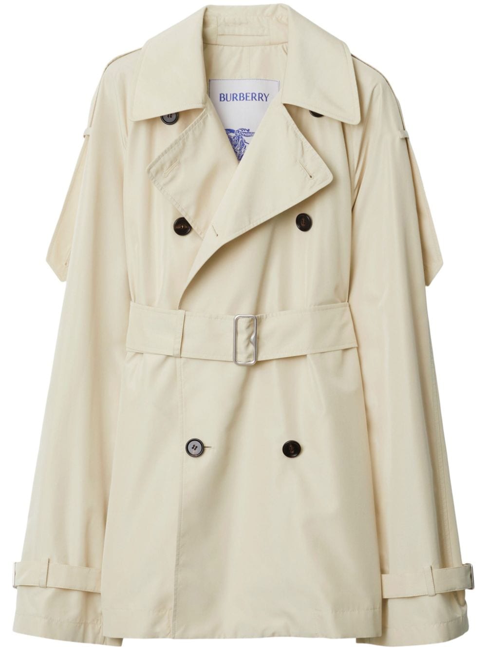 Burberry Short Silk Trench Coat in White