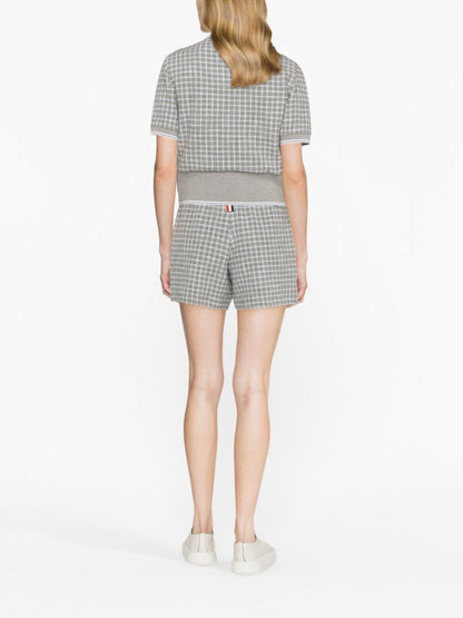 Thom Browne Checked Tweed Track Shorts Grey
