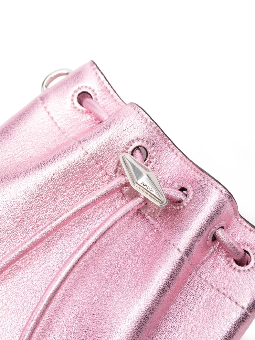 Metallic leather mini bucket bag